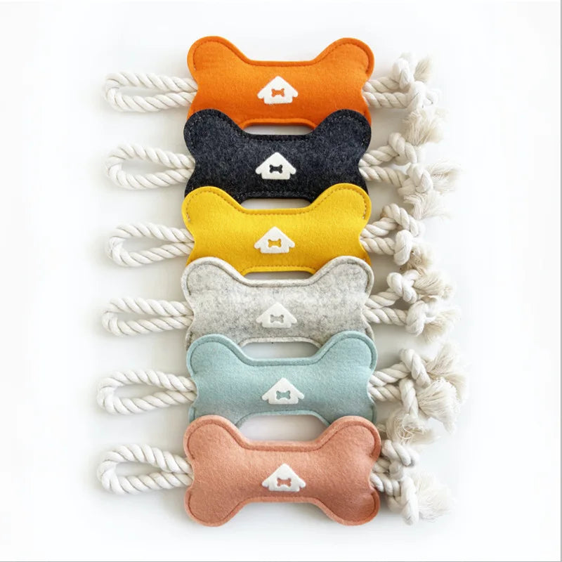 New Popularity Molar Chew Teeth Cleaning Toys Felt Bone-Shape Dog Chewing Training Toys Interactive Pet Dog Bone