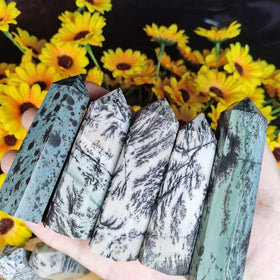 Natural Crystals Quartz Wand Healing Stone Point Dentritic Jade Tower