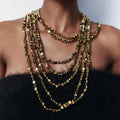 ZAA 2025 New Boho Multi Layer square Alloy Beads Necklace for Women Exaggerated Jewelry Vintage Accessories