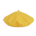 Yellow Wool Beanie Hat Cap Warm Winter Beret with Vintage Flat Style for Women and Girls for Party Scenes