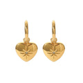 18K Gold Plated Stainless Steel Vintage North Star Sunburst CZ Love Heart Drop Earrings for Women Zircon Inlaid Jewelry