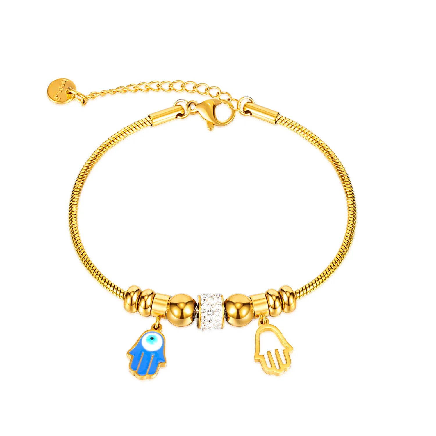 Hamsa Hand Round Turkish Evil Eye Charm Bangle Open Bangle Fashion Jewelry for Women Girls Men