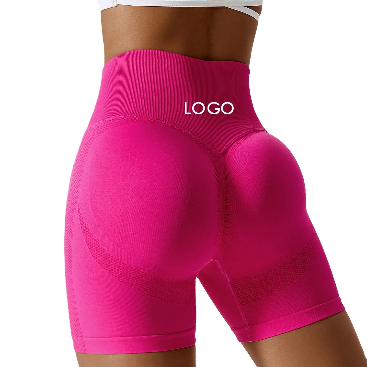 Women's High Waist Seamless Sports Shorts Custom Wholesale Gym Fitness Yoga Shorts with Solid Pattern Workout Scrunch Shorts