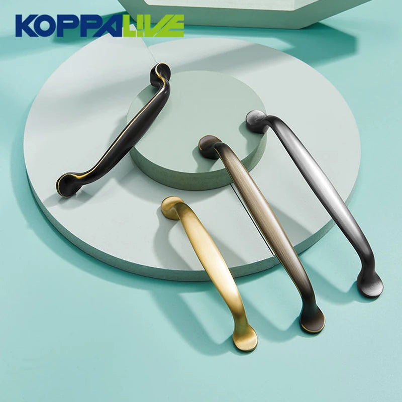 Koppalive Modern Elegant Kitchen Cabinet Handle Pure Copper Furniture Cupboard Drawer Brass Pulls Handles