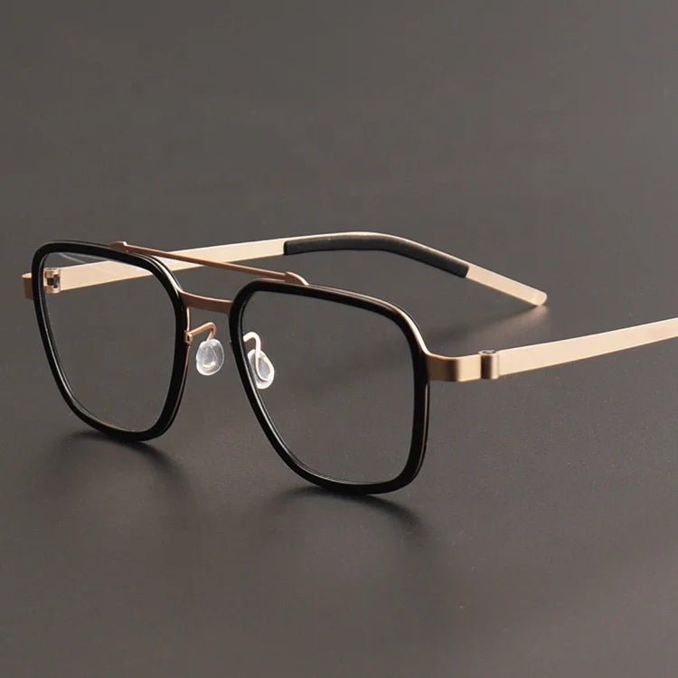 Titanium Double Bridge Optical Eyeglasses Frame Durable Vintage Spectacles for Men Golden 9743 Eye Glass Frame Stylish Optical