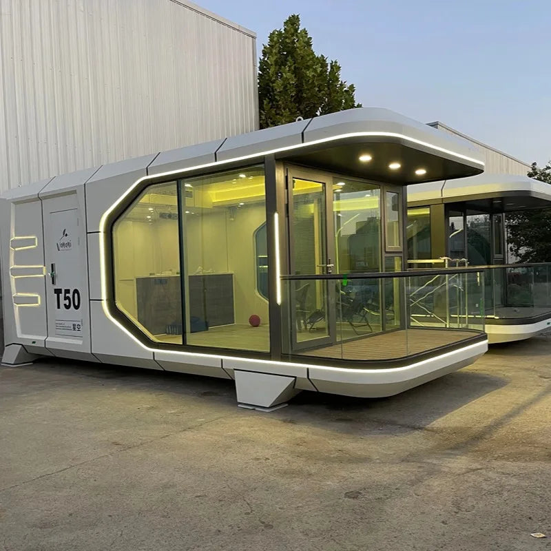 Prefabricated Space Capsule House: 2-room Customizable Gem Kitchen and Bathroom Integrated  Modular Hotel Container Living