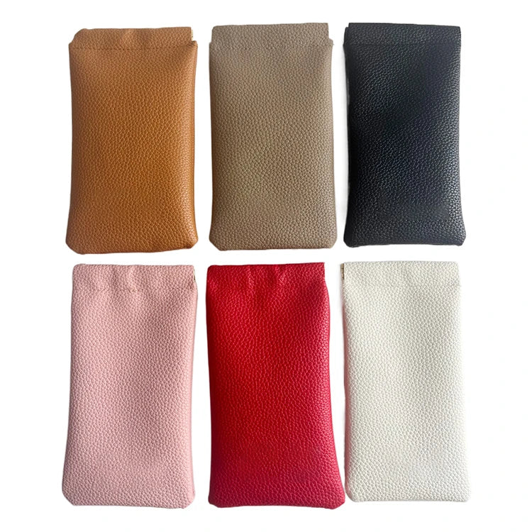 Custom PU Leather Pouches Portable Glasses Bag With Top Squeeze Closure Unisex Eyewear Protector Sunglasses case Cover Pouch