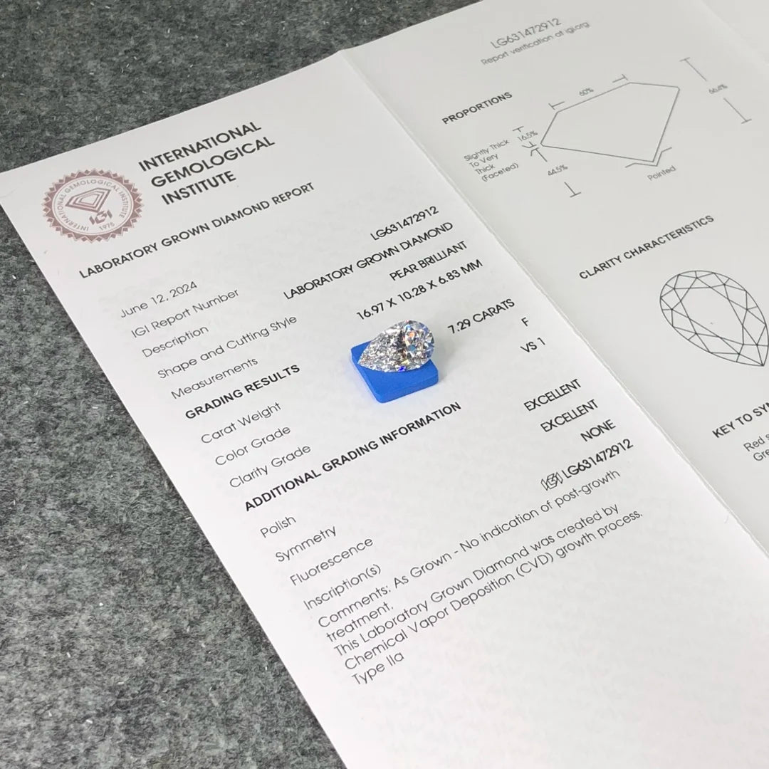 IGI  Certified 7.29ct  F VS1 Wholesale Lab Created Diamond CVD Lab Grown Diamond