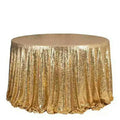 Elegant 120 Inch Round Sequin Tablecloth Overlay Gold Glitter Sequin Table Cloth for Wedding Party Banquet Event