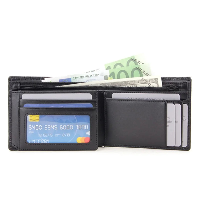 Wholesale Men's Stylish Genuine Leather Tri-fold Wallet with RFID Blocking and Big Capacity Card Slots