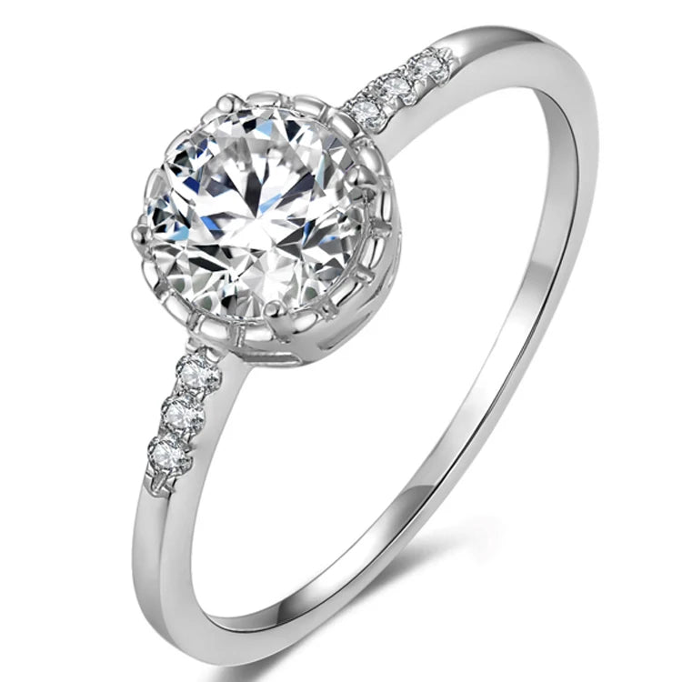 Wholesale Lady Rings Silver Zircon Stone 925 Sterling Silver Ring Engagement Wedding Ring for Bridal