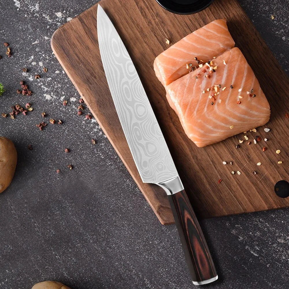 Factory Direct 8-Inch Stainless Steel Butcher Chef's Knife Rosewood Handle Eco-Friendly Ambidextrous Modern German Design
