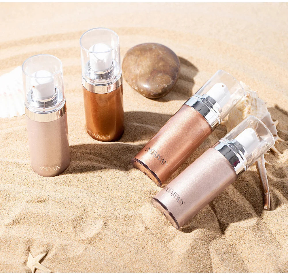 Long Lasting Shimmer Body Luminizer Oil for Women Bronze/Golden Shining Highlighter Lotion with Glowing Effect