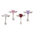 New Fashion Body Accessories Stainless Steel Zircon Heart Belly Ring wings Curved bar Women Pierced Belly Button Nails