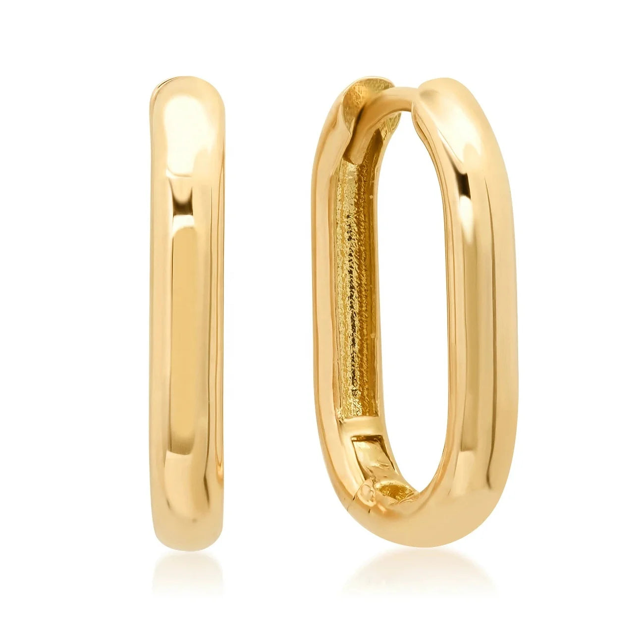 925 Sterling Silver Gold Vermeil Minimalist Punk Large Thick Hoop Earring Wholesale