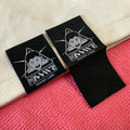 Manhattan Fold Knitting logo Woven Hem LabelPromotional Brand Name Pocket Hem Label