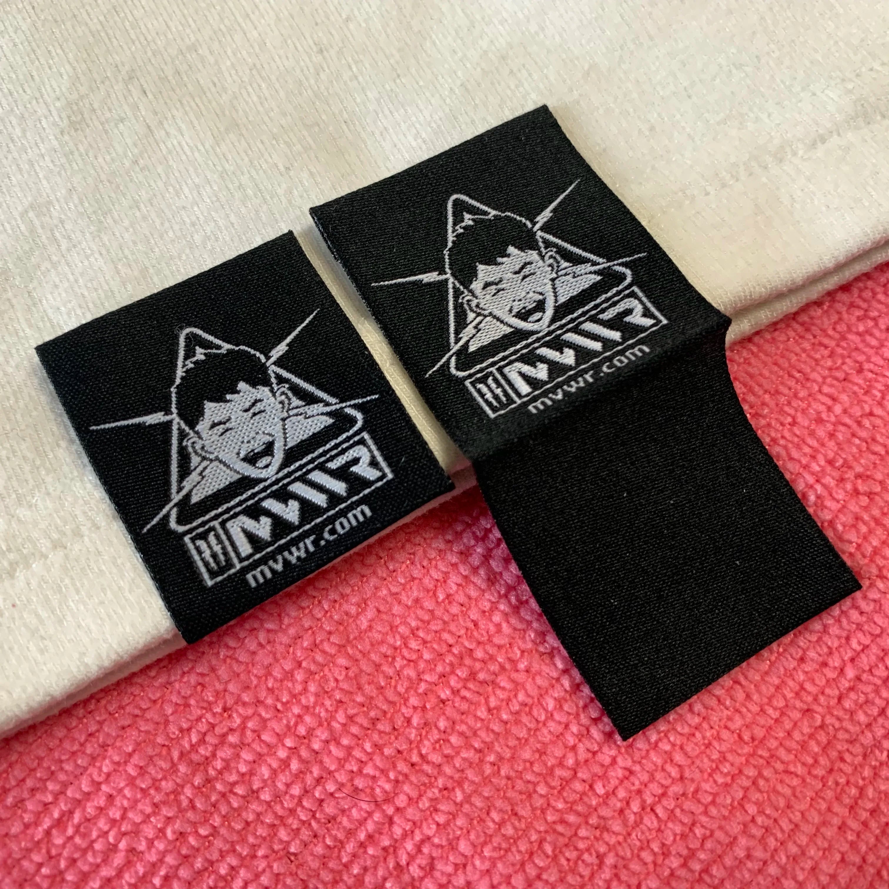Manhattan Fold Knitting logo Woven Hem LabelPromotional Brand Name Pocket Hem Label