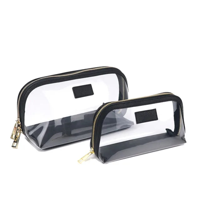 Custom Saffiano Leather Travel Clear Cosmetic Bag Set High Capacity Waterproof Makeup Portable Transparent TPU Cosmetic Bag
