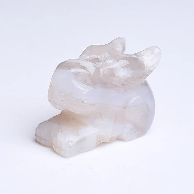 HZ Wholesale natural lovely fluorite rabbit hand carved crystal animal for home decoration