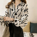 Women Elegant Blouse Shirts Leopard Blouses Femme Summer V-Neck Long Sleeve Casual Tops Plus Size Women