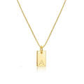 Stainless Steel Plated 18K Gold Mini Letter Necklace Stainless Steel 1mm Box Small Chain Square Letter Pendant Necklace