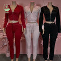 Fall Winter 2025 Women Clothing Zipper Crop Jacket and Sweat Pants Casual Outfits 2 Piece Pants Set Women Clothing Streetwear