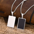 Wholesale stainless steel geometry charm enamel square pendant necklace