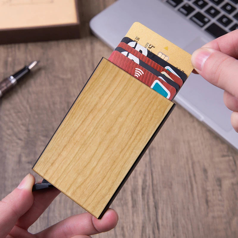 WinWin Best Selling Fashion  Business Card Holder Front Pocket Slim Wooden Wallet for Business