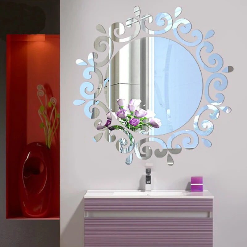 Custom Reflective Self-adhesive 3d Acrylic Mirror Wall Stickers Home Decoration for Bed Room