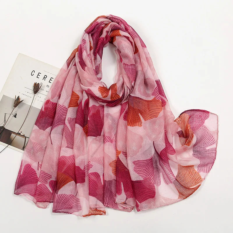 2025 New Bali Yarn Fresh Flower Printed Long Scarf Women's Shawl in Southeast Asian Ethnic Style for Winter