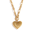 ERESI 18K Gold Plated Vintage Heart Pendant Necklace Love Charm with Stainless Steel OT Clasp and Pearl Choker Pendant Jewelry