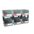 6pcs Grey PP Eco-Friendly V1 13.5x10.5x7.6cm/5x4x3in Multi-Layer Household Plastic Storage Box for Dolls & Jewelry
