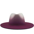 X1657  Indiana Jones Wool Fedora Hat Wholesale Spray-Paint Gradual Color Change Hat with Straw & Ribbon Material