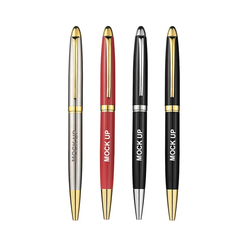 Custom Logo Executive Matte Black 1.0mm Slim Signature Ballpoint Pen Simple Design Metal Twist Pen