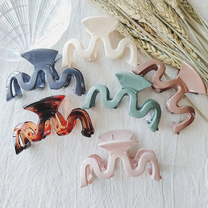 Retro Elegant French Design Stylish Morandi Color Matching W Temperament Pure Color Acrylic Hairpin Grab Clip