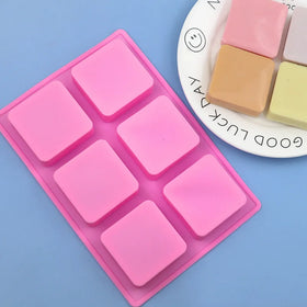 Hot Sale Handmade Soap 6 Cavity Silicone Mold Square Shape DIY Soap Cake Silicone Mold