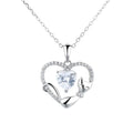 Fashion Heart Shaped Diamond Fox Pendant 925 Sterling Silver Necklace Jewelry