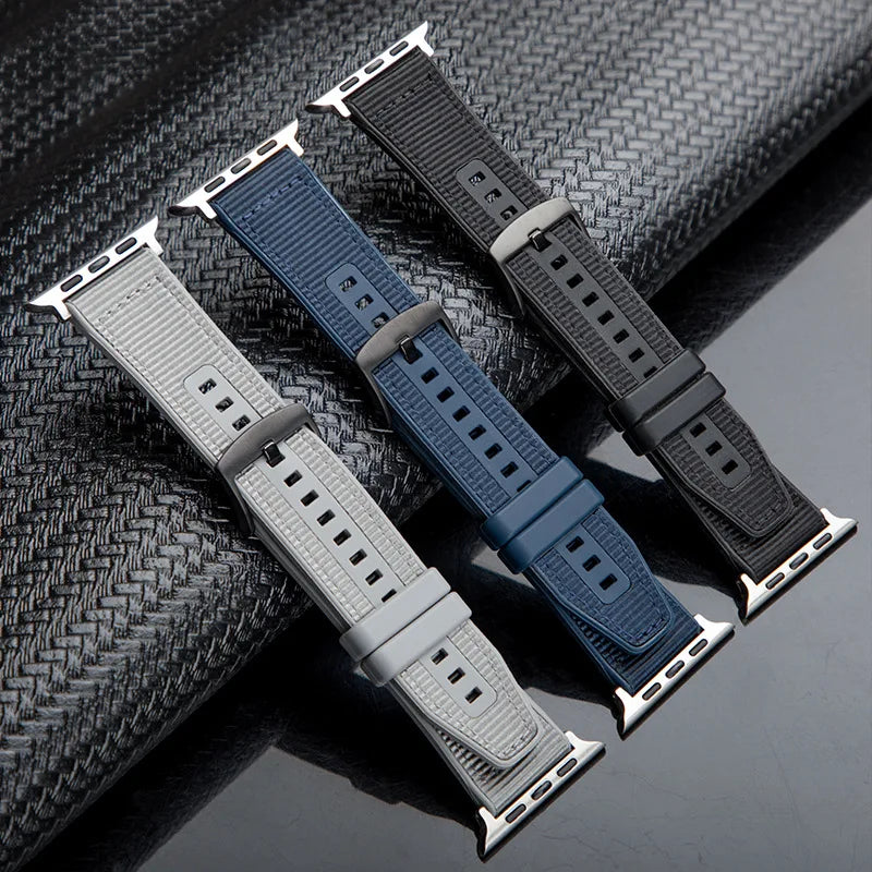 Ultra 2 Hybrid Silicone Fabric Band for IWatch 49mm Wrist Strap for 987654se Watch 45mm Silicone Watch Strap