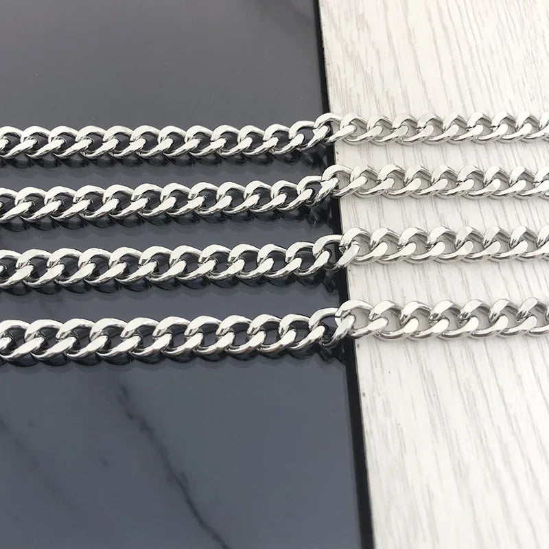 Double-Sided Grinding Stainless Steel Chain for Pants Case Bag Multi Specifications Stylish Necklace Jewelry Findings Components