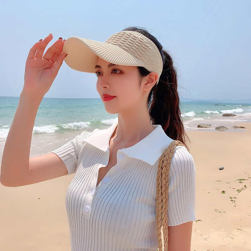 Women Summer Sports Breathable UV Protection Outdoor Daily Casual Beach Travel Running Sun Visor Hats 100% Polyester