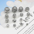 Antique 925 Sterling Silver 8mm 10mm 12mm Hollow Round Spacer Beads for Bracelet Necklace Making Wholesale