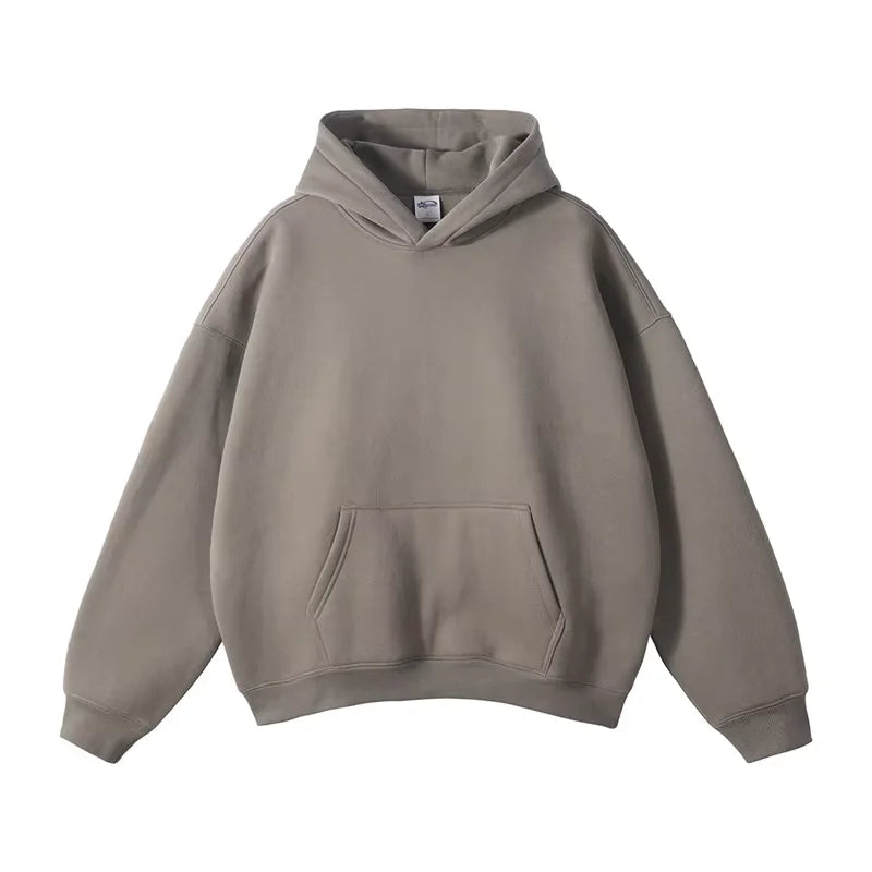 Custom Logo 100% Cotton Hoodie Heavyweight Fleece Blank Oversized Plus Size Men's Winter Hooded Collar