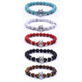 Chinese Style Natural Gemstone Bracelet Alloy Dragon Head Jewelry Chakra Crystal Bracelet Anniversary Gift