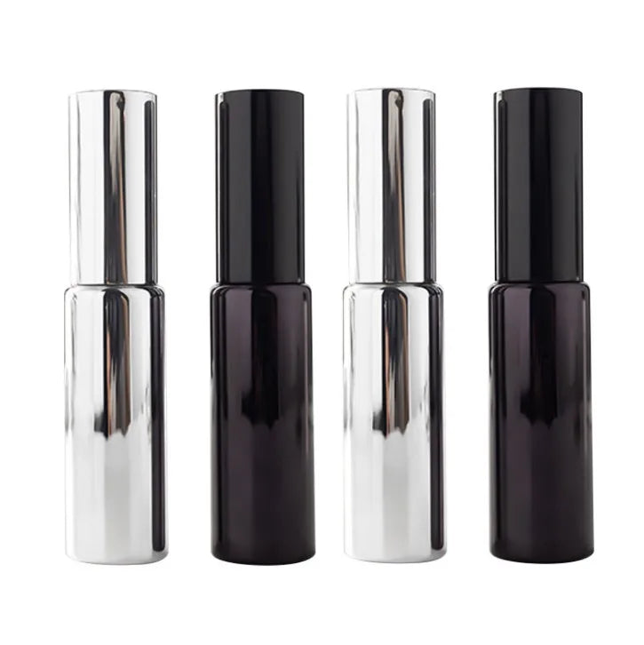 30ML Portable Round UV Glass Perfume Atomizer Spray Bottle Black Silver Travel-friendly with Pump Sealer Minimum Order 100pcs