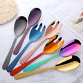 Big Serving Spoon Fork Stainless Steel Salad Mixer Set Spork