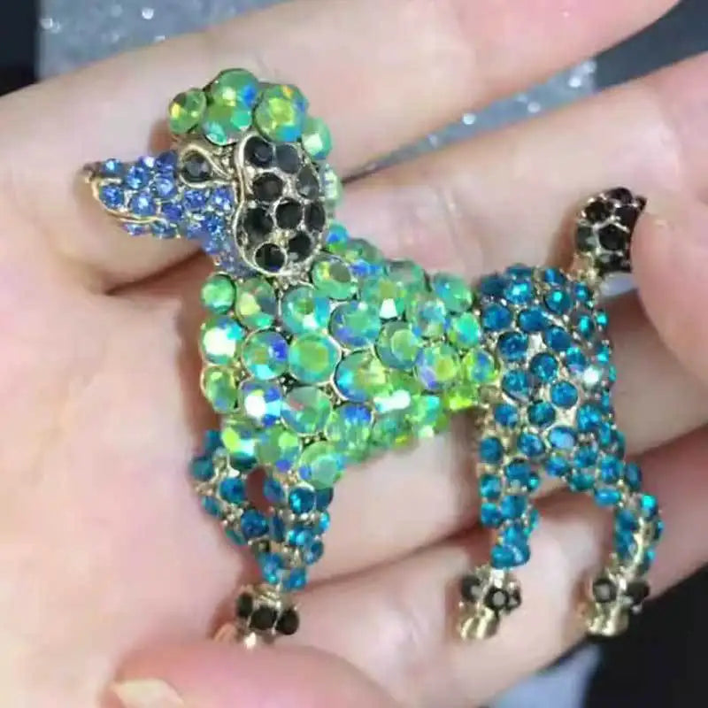 Women's Puppy Brooch Full Rhinestone Animal Dog Brooches Clothing Accessories Pins Jewelry