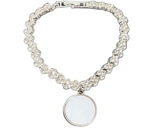 RubySub New Rhinestones Hip Hop Sublimation Bracelet Jewelry Blanks With Circle Charm