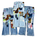 YSJY Manufacturer Custom Vintage Streetwear Custom Spliced Jeans Y2K Multi-Color Printed Denim Jeans Pants for Men