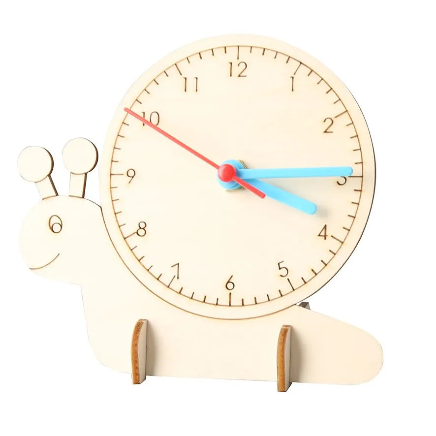 Creative Cartoon DIY Wooden Clock Model Kids Learning Educational Toys Wholesale