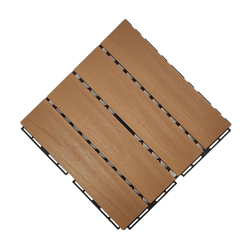 Modern WPC Deck Tile Durable Weather-Resistant Wood-Composite Plastic Decking for Garden Patio Balcony Outdoor Wood Grain